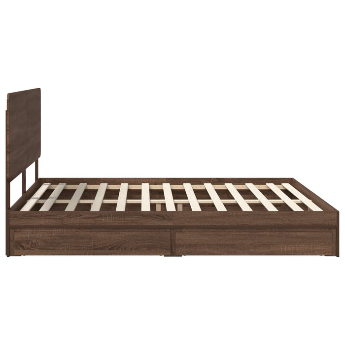 Pat cu storage Stejar închis 200 x 200 cm Lemn prelucrat WALTI