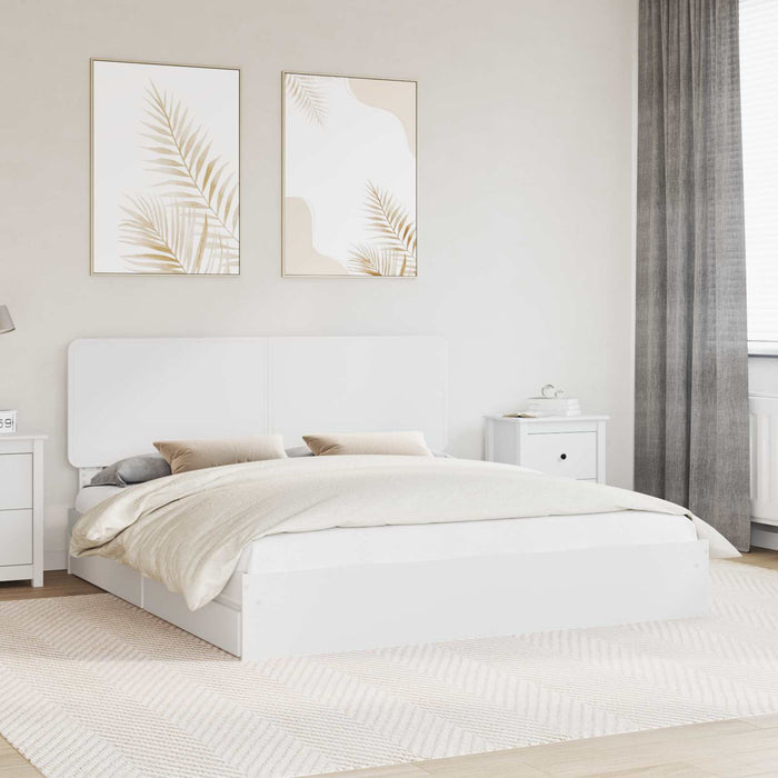 Pat cu storage cu headboard Alb 180 x 200 cm Lemn compozit - WALTI WALTI