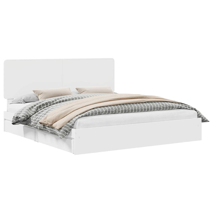 Pat cu storage cu headboard Alb 180 x 200 cm Lemn compozit - WALTI WALTI