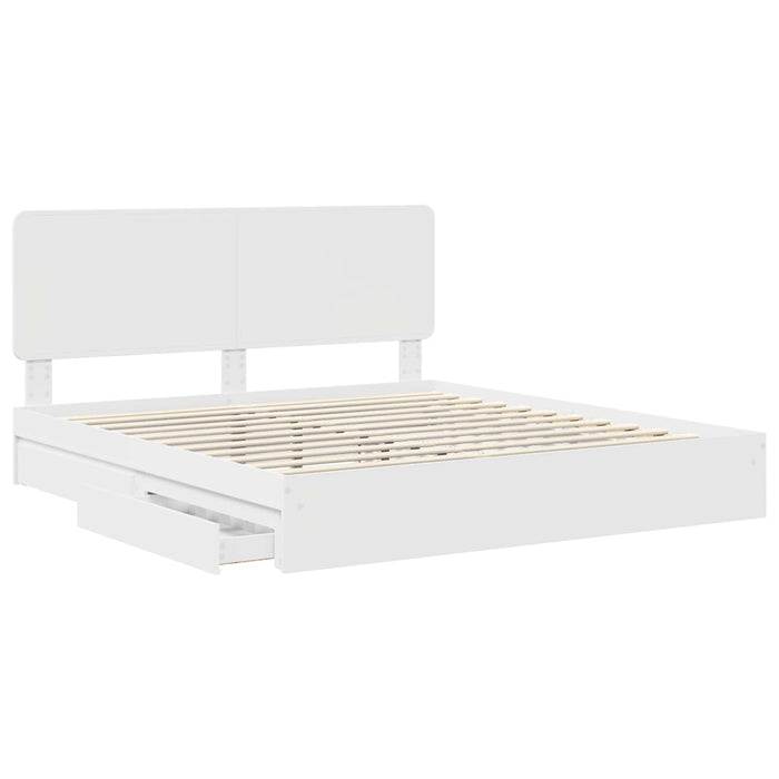Pat cu storage cu headboard Alb 180 x 200 cm Lemn compozit - WALTI WALTI