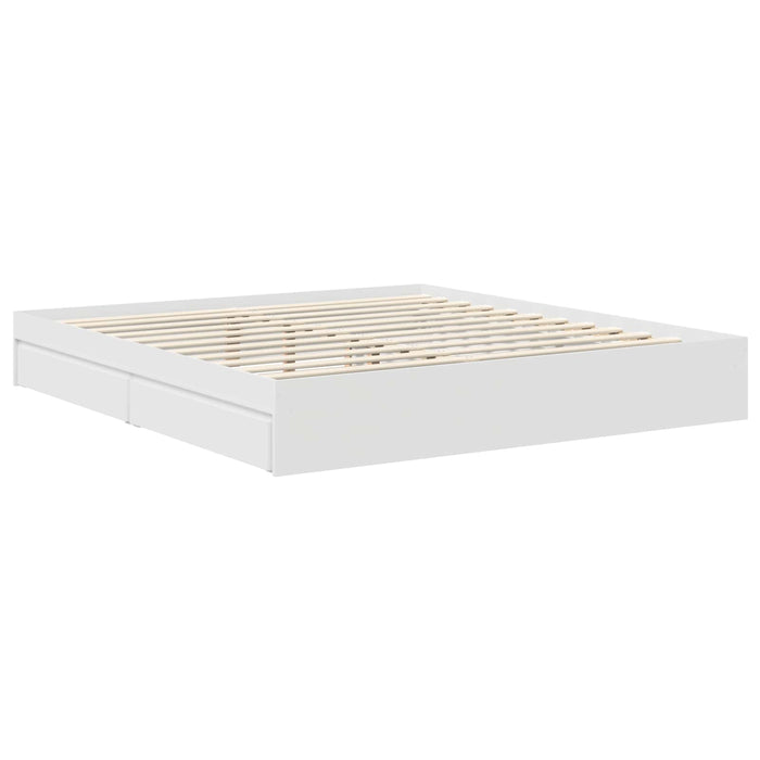 Pat cu storage cu headboard Alb 180 x 200 cm Lemn compozit - WALTI WALTI