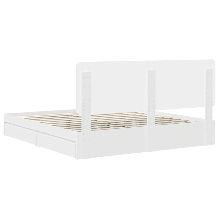 Pat cu storage cu headboard Alb 180 x 200 cm Lemn compozit - WALTI WALTI