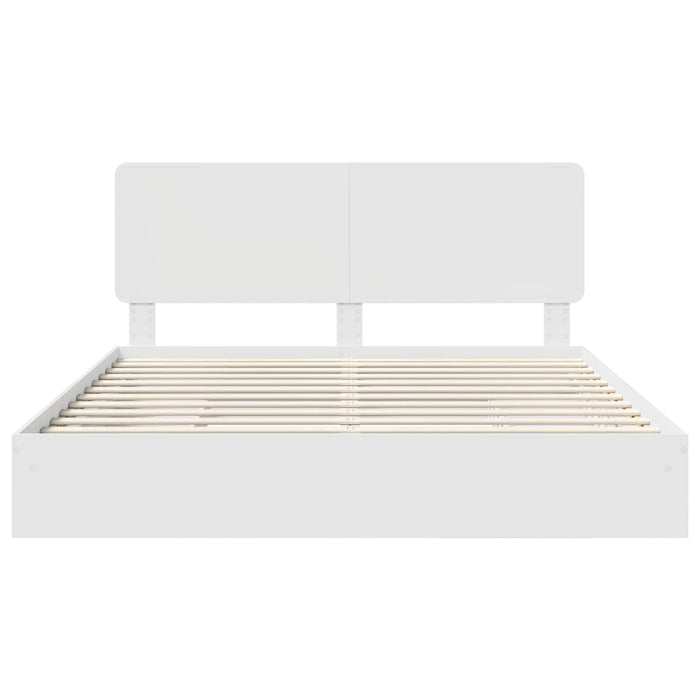Pat cu storage cu headboard Alb 180 x 200 cm Lemn compozit - WALTI WALTI