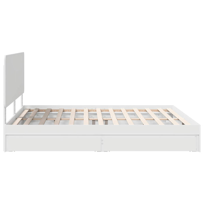Pat cu storage cu headboard Alb 180 x 200 cm Lemn compozit - WALTI WALTI