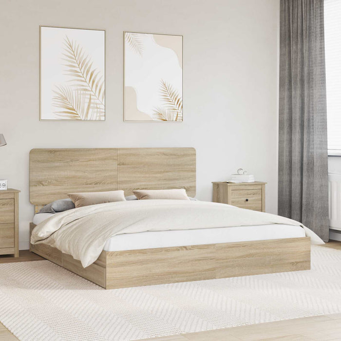 Pat cu storage Stejar Sonoma 180 x 200 cm Lemn compozit - WALTI WALTI