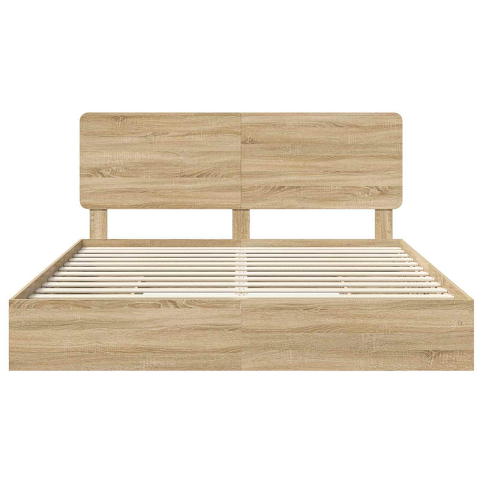 Pat cu storage Stejar Sonoma 180 x 200 cm Lemn compozit - WALTI WALTI