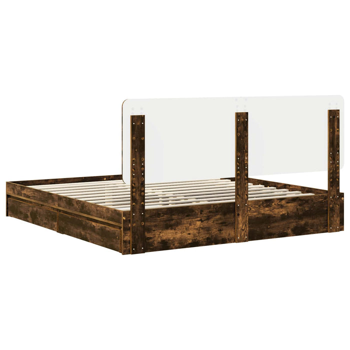 Pat cu storage Stejar fumuriu 180 x 200 cm Lemn compozit - WALTI WALTI
