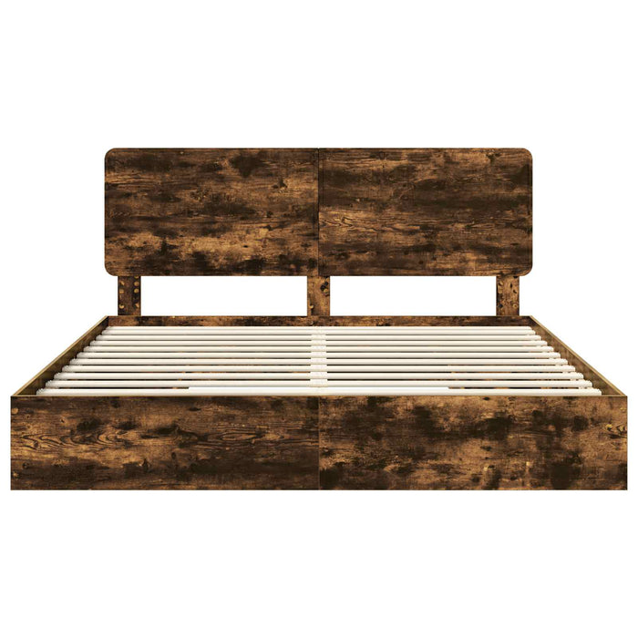 Pat cu storage Stejar fumuriu 180 x 200 cm Lemn compozit - WALTI WALTI