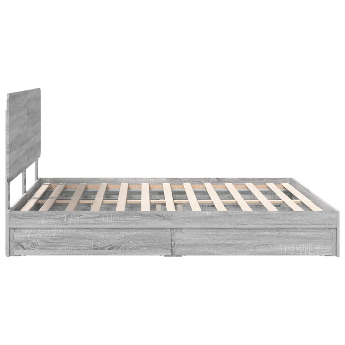 Cadru de pat cu sertar Gri Sonoma 180 x 200 cm Lemn compozit - WALTI WALTI