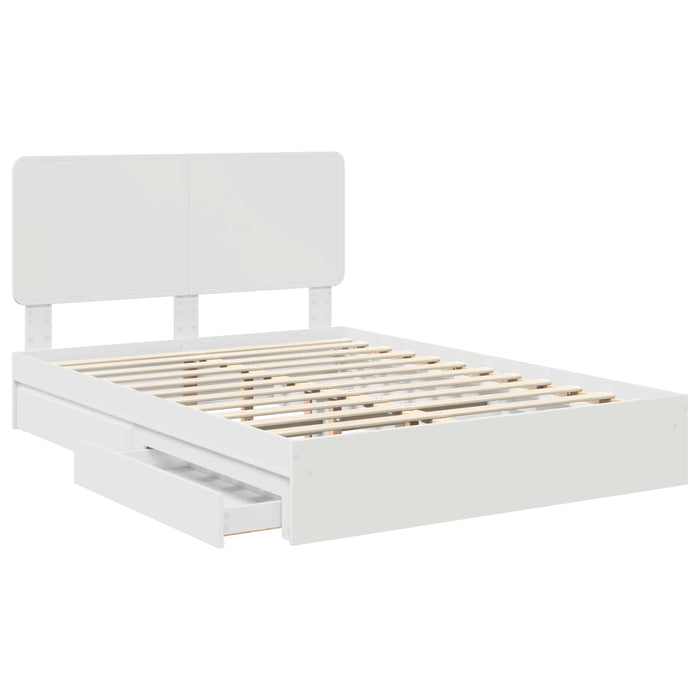 Pat cu storage cu headboard Alb 160 x 200 cm Lemn compozit - WALTI WALTI