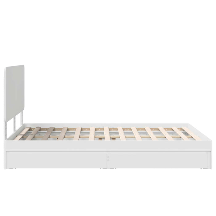 Pat cu storage cu headboard Alb 160 x 200 cm Lemn compozit - WALTI WALTI