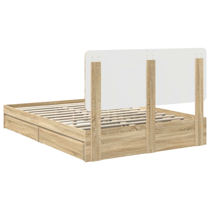 Pat cu storage Stejar Sonoma 160 x 200 cm Lemn compozit - WALTI WALTI