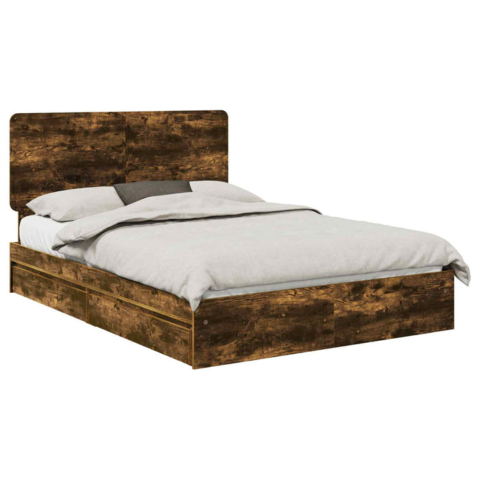 Pat cu storage Stejar fumuriu 160 x 200 cm Lemn compozit - WALTI WALTI