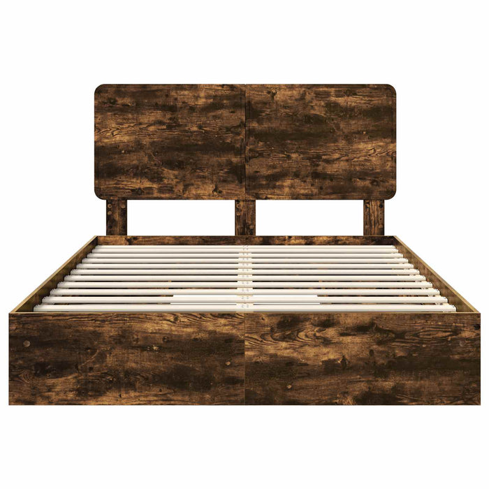Pat cu storage Stejar fumuriu 160 x 200 cm Lemn compozit - WALTI WALTI