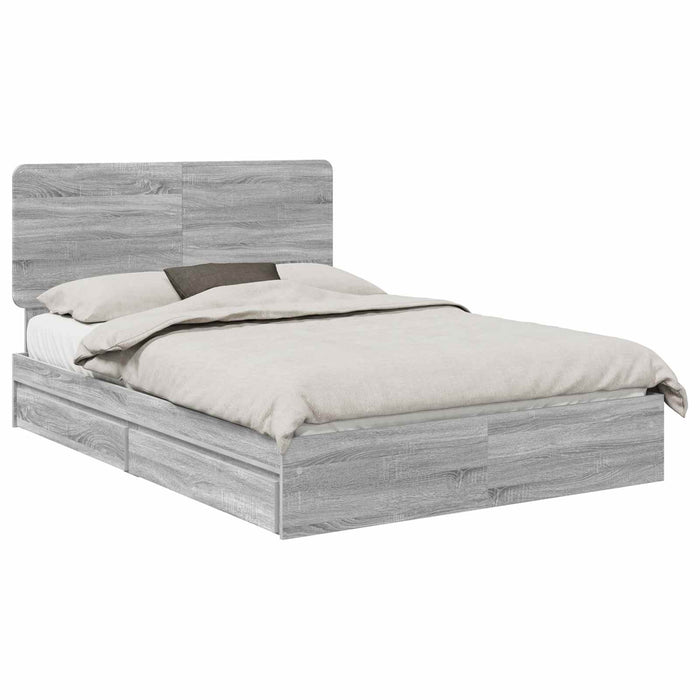 Cadru de pat cu sertar Gri Sonoma 160 x 200 cm Lemn compozit - WALTI WALTI