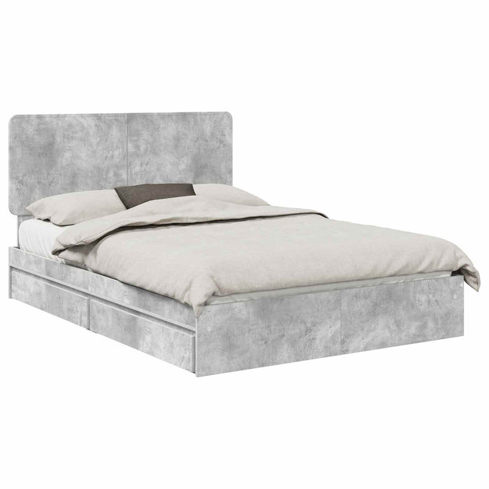 Cadru de pat cu sertar Gri din beton 150 x 200 cm Lemn compozit - WALTI WALTI