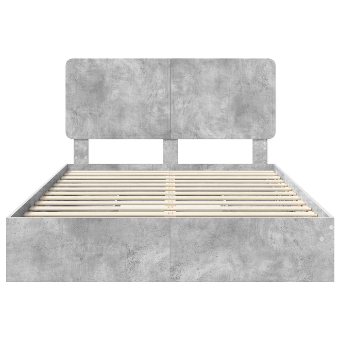 Cadru de pat cu sertar Gri din beton 150 x 200 cm Lemn compozit - WALTI WALTI