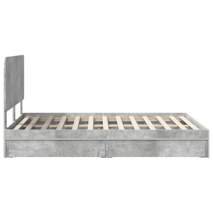 Cadru de pat cu sertar Gri din beton 150 x 200 cm Lemn compozit - WALTI WALTI