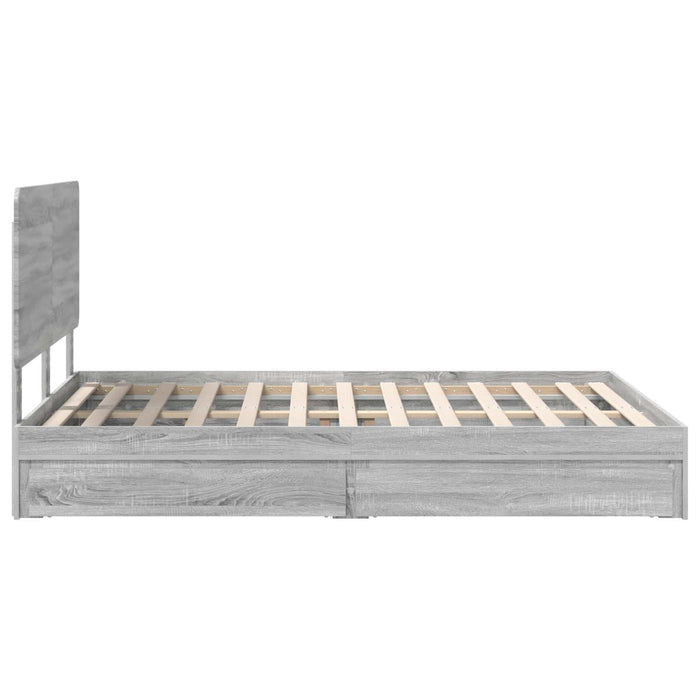 Cadru de pat cu sertar Gri Sonoma 150 x 200 cm Lemn compozit - WALTI WALTI