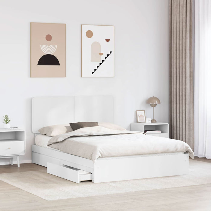 Pat cu storage cu headboard Alb 140 x 200 cm Lemn compozit - WALTI WALTI