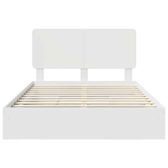 Pat cu storage cu headboard Alb 140 x 200 cm Lemn compozit - WALTI WALTI