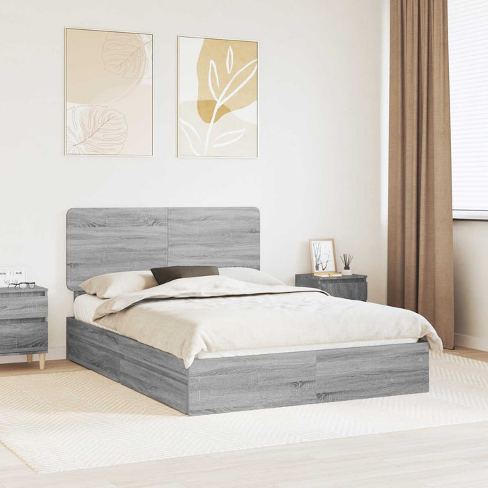 Cadru de pat cu sertar Gri Sonoma 140 x 200 cm Lemn compozit - WALTI WALTI