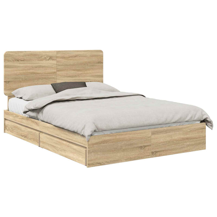 Pat cu storage Stejar Sonoma 140 x 190 cm Lemn compozit - WALTI WALTI