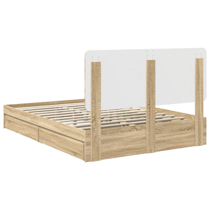 Pat cu storage Stejar Sonoma 140 x 190 cm Lemn compozit - WALTI WALTI