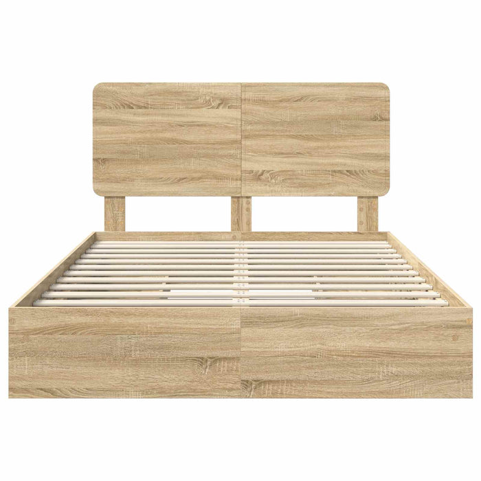 Pat cu storage Stejar Sonoma 140 x 190 cm Lemn compozit - WALTI WALTI
