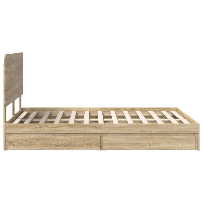 Pat cu storage Stejar Sonoma 140 x 190 cm Lemn compozit - WALTI WALTI