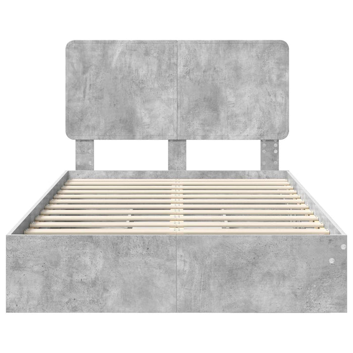 Cadru de pat cu sertar Gri din beton 135 x 190 cm Lemn compozit - WALTI WALTI