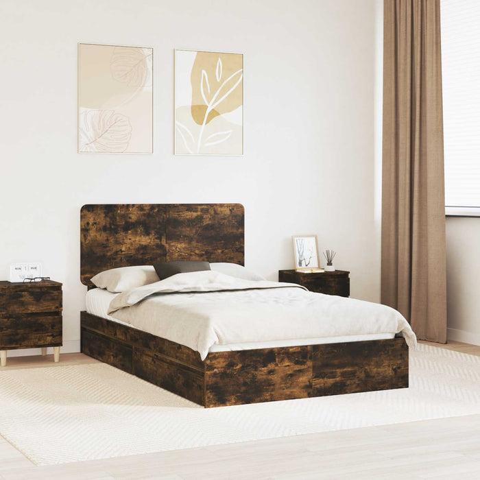 Cadru de pat Stejar fumuriu 135 x 190 cm Lemn compozit - WALTI WALTI