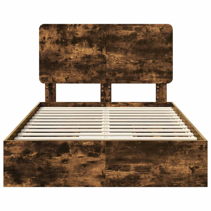 Cadru de pat Stejar fumuriu 135 x 190 cm Lemn compozit - WALTI WALTI