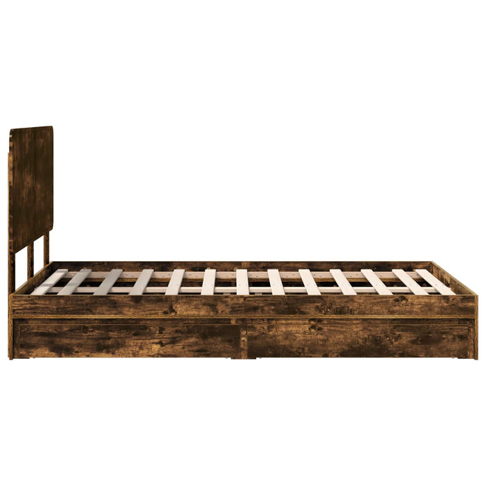 Cadru de pat Stejar fumuriu 135 x 190 cm Lemn compozit - WALTI WALTI