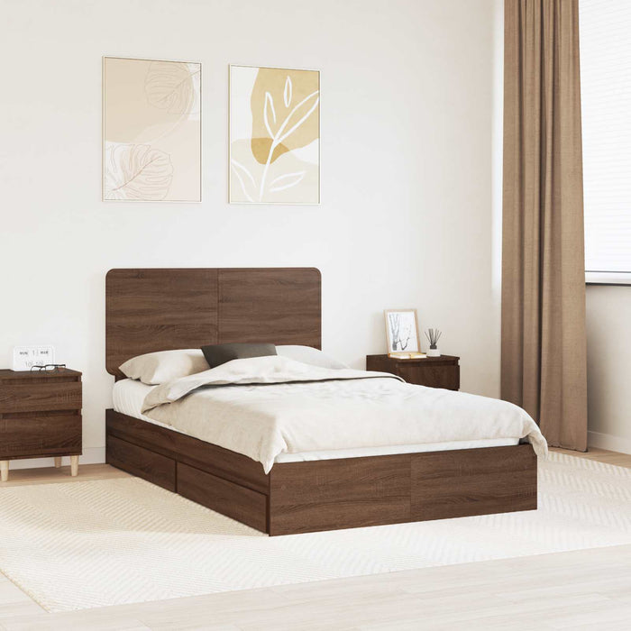 Pat cu storage Stejar închis 135 x 190 cm Lemn prelucrat WALTI