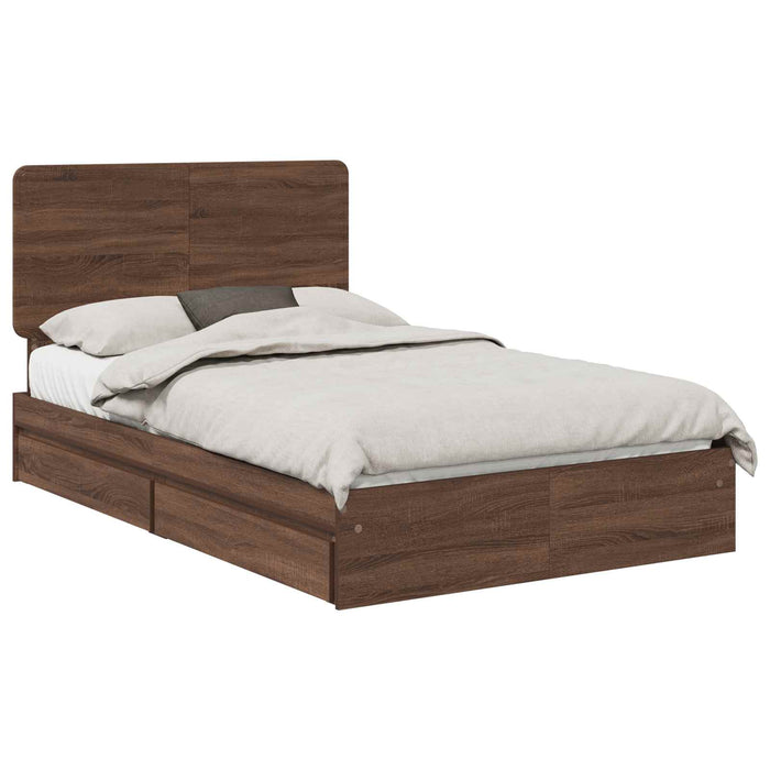 Pat cu storage Stejar închis 135 x 190 cm Lemn prelucrat WALTI