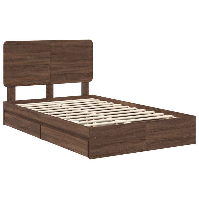Pat cu storage Stejar închis 135 x 190 cm Lemn prelucrat WALTI