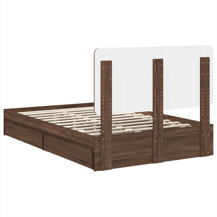 Pat cu storage Stejar închis 135 x 190 cm Lemn prelucrat WALTI