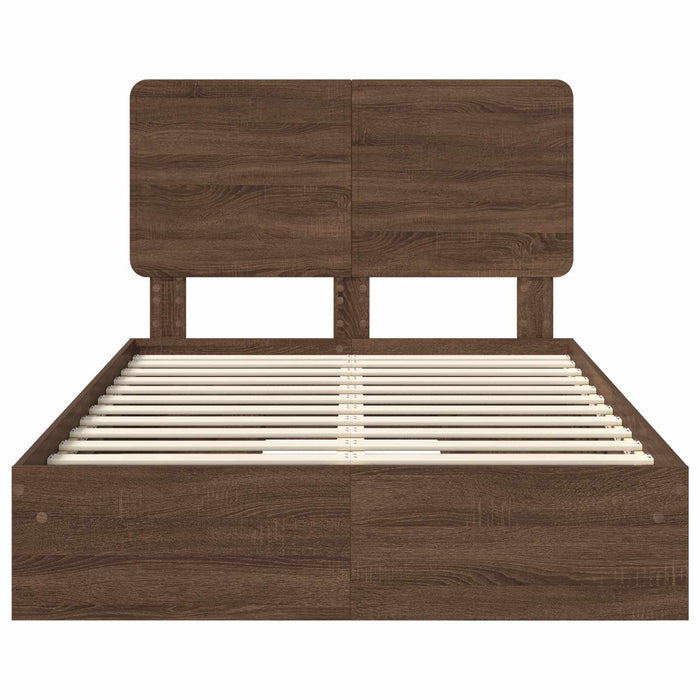 Pat cu storage Stejar închis 135 x 190 cm Lemn prelucrat WALTI