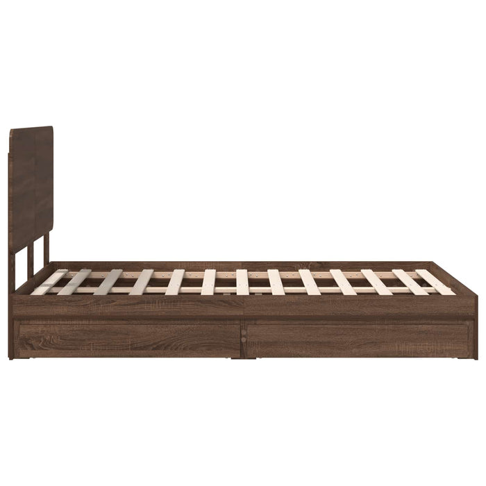 Pat cu storage Stejar închis 135 x 190 cm Lemn prelucrat WALTI
