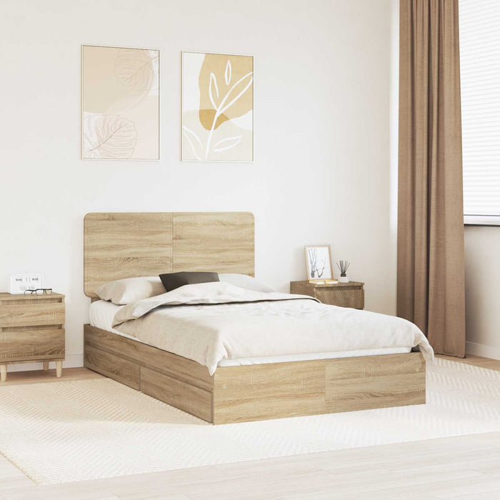 Pat cu storage Stejar Sonoma 120 x 200 cm Lemn prelucrat WALTI