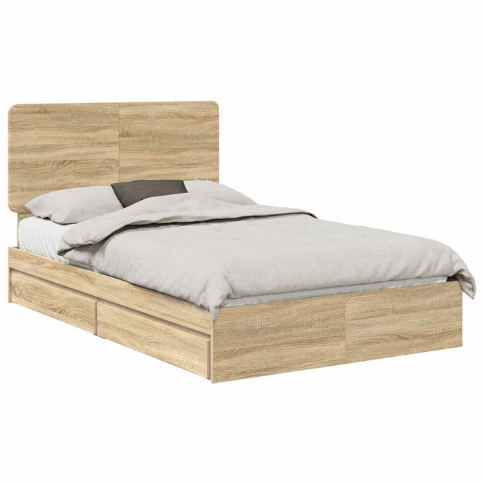 Pat cu storage Stejar Sonoma 120 x 200 cm Lemn prelucrat WALTI