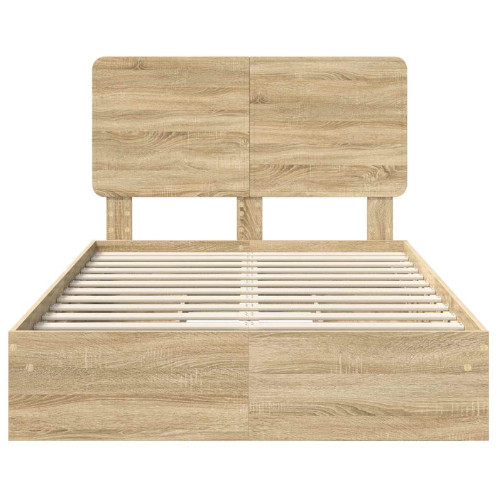 Pat cu storage Stejar Sonoma 120 x 200 cm Lemn prelucrat WALTI