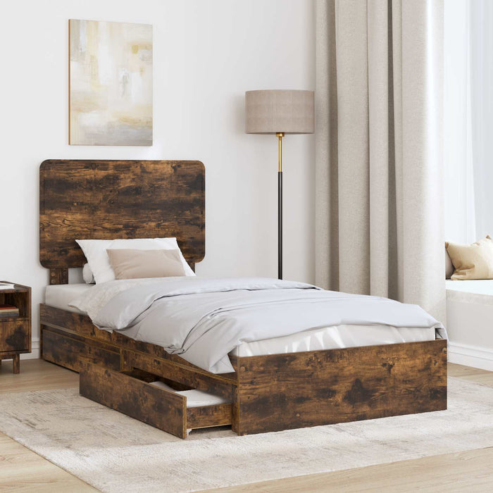 Cadru de pat Stejar fumuriu 100 x 200 cm Lemn compozit - WALTI WALTI