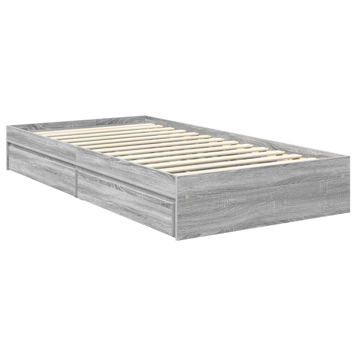Cadru de pat cu sertar Gri Sonoma 100 x 200 cm Lemn compozit - WALTI WALTI