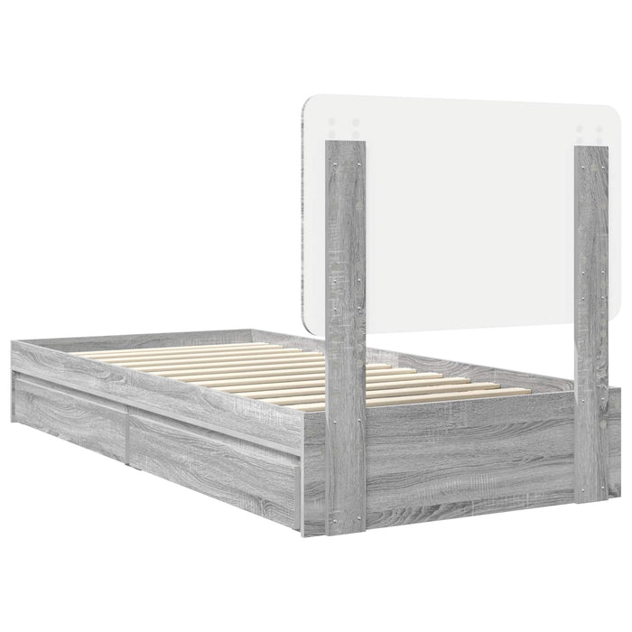 Cadru de pat cu sertar Gri Sonoma 100 x 200 cm Lemn compozit - WALTI WALTI