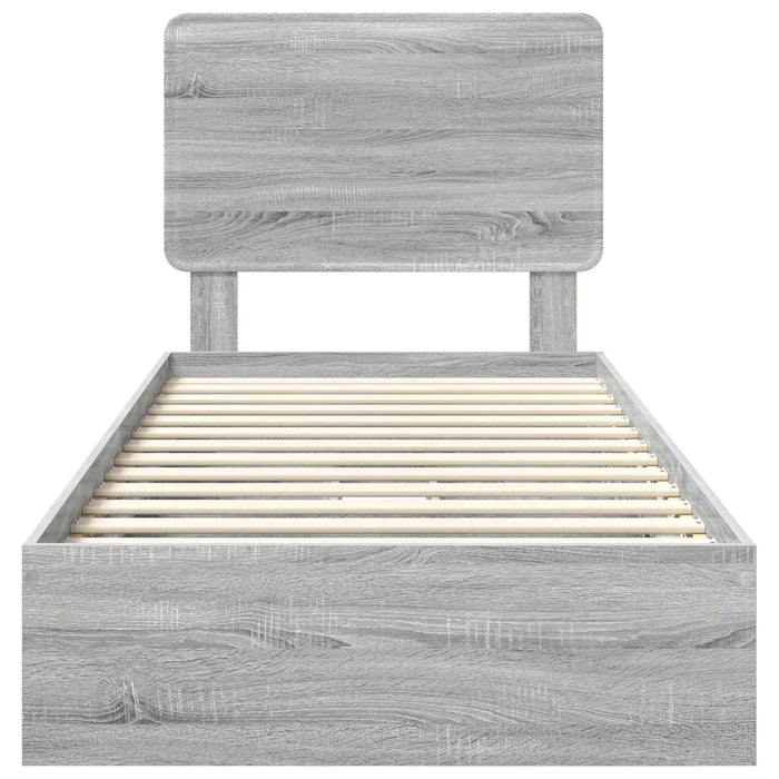 Cadru de pat cu sertar Gri Sonoma 100 x 200 cm Lemn compozit - WALTI WALTI