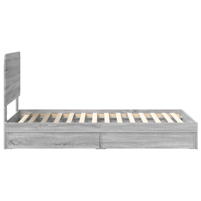Cadru de pat cu sertar Gri Sonoma 100 x 200 cm Lemn compozit - WALTI WALTI
