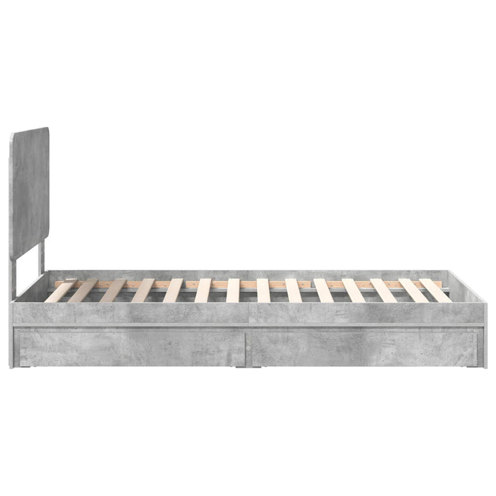 Cadru de pat cu sertar Gri din beton 90 x 190 cm Lemn compozit - WALTI WALTI