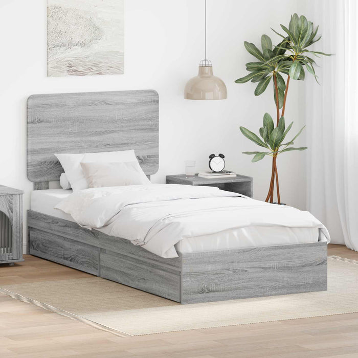 Cadru de pat cu sertar Gri Sonoma 90 x 190 cm Lemn compozit - WALTI WALTI